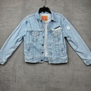 Levi Strauss‎ Co Original Riveted Denim Jacket Light Wash Distressed XS